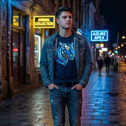 Azure Apex - T-shirt Tigre Bleu Électrique